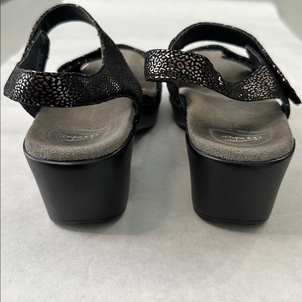 Dansko Sonnet Black Metallic Leather Sandals - Picture 4 of 8